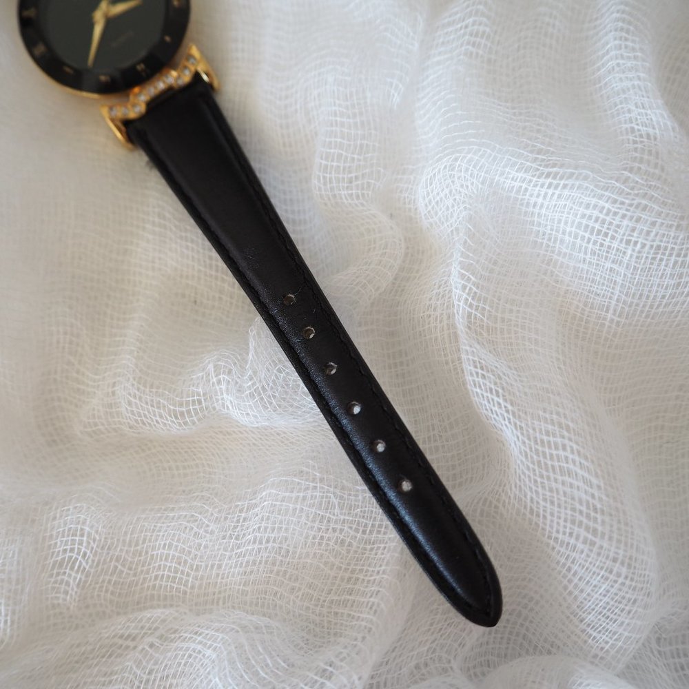 Pierre Nicol gold crystal lug faceted black leather watch - Picture 9 of 14